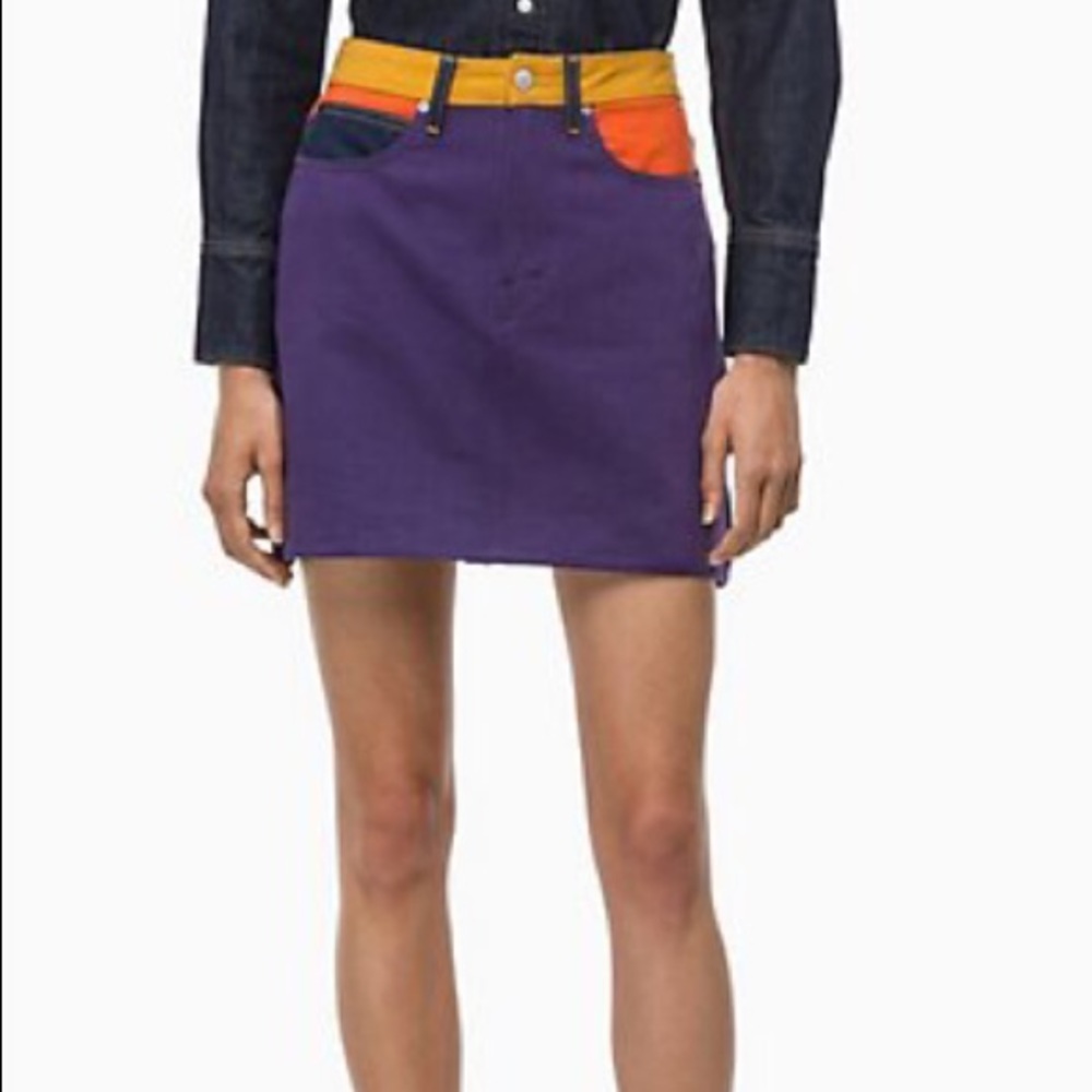 Calvin Klein Skirt Jean Colorblock New